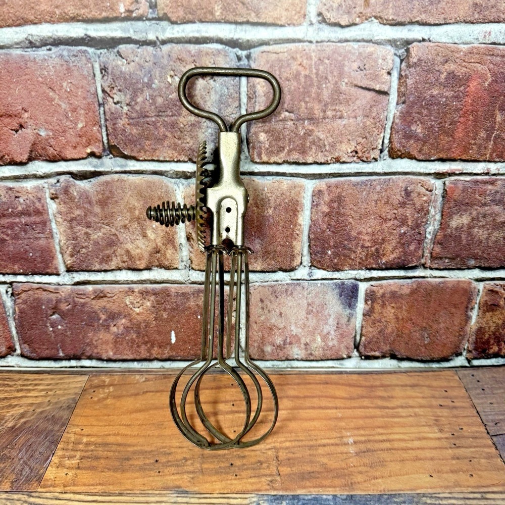 Antique 1923 A&J‎ Ekco  Manual Hand Mixer Beater Stainless Retro Kitchen USA